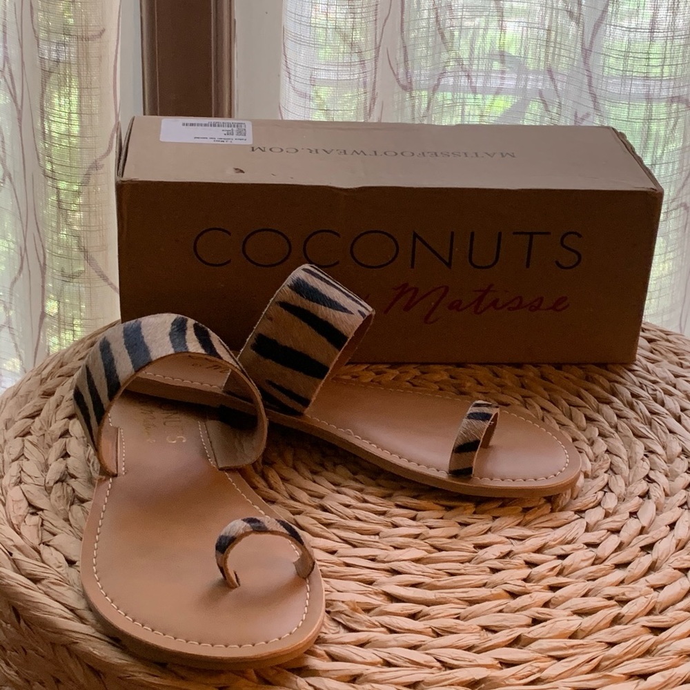 Brand New coconut/Matisse Zebra cowhair Sandals
